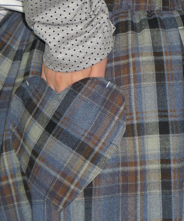 RONRON Back Heart Pocket Check Pants Blue