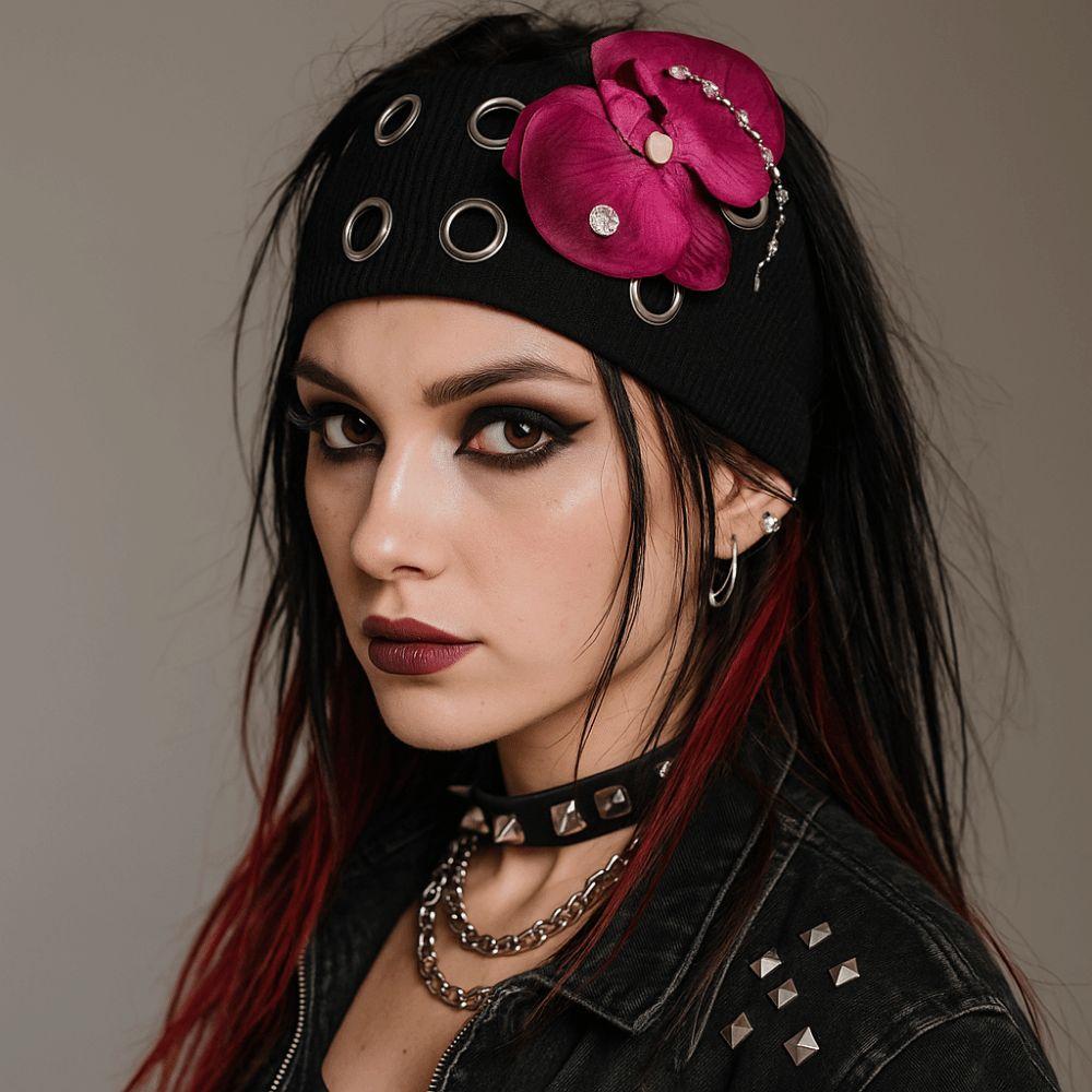 

Versatile Punk Headband Eyelets Hair Strap New Hollow Eyelets Headband Sports Activities рожевий
