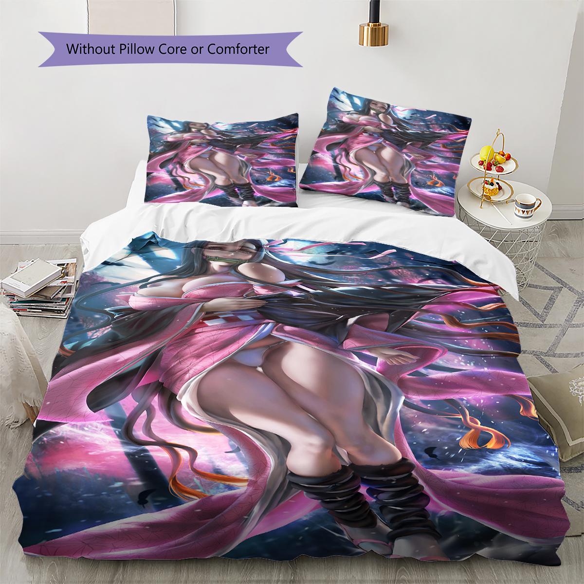 

Постільна білизна з аніме-малюнком Комплект ковдри Наволочка Декор для дому Подарунок на день народження (1 * підковдра + 2 * наволочка, без наповнювача) 135x200cm