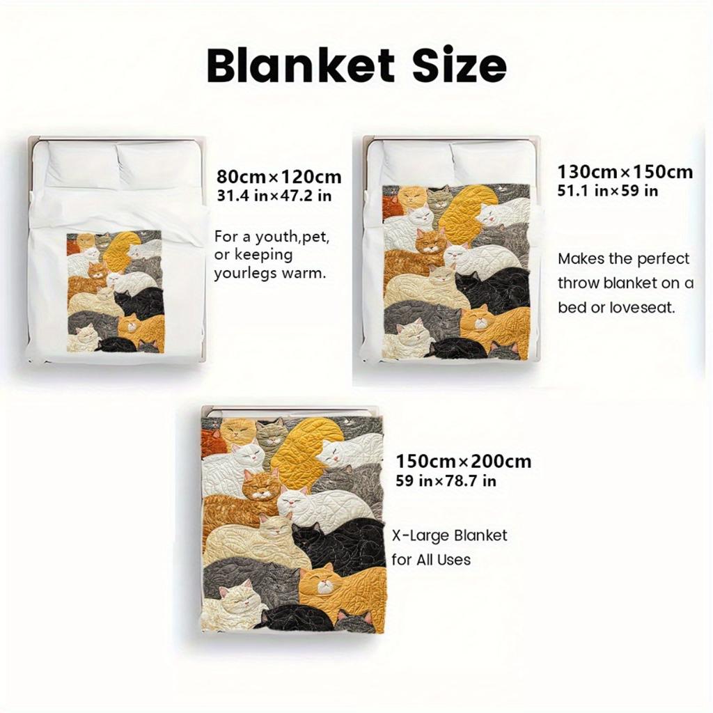 Coperta trapuntata con gatti addormentati, coperta in flanella, regalo accogliente per amanti dei gatti, decorazione per la casa, morbida e calda, biancheria da letto a tema animali domestici