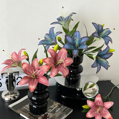 Yousheng Faux Lily Flowers Bulk Realistic Artificial Tiger Lily Long-lasting Fake Lily Stem for Floral Arrangement Wedding Party Home Decor