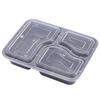 JingJingRS 1000ml Quadratische 3-Fach Einweg-Mahlzeitenboxen