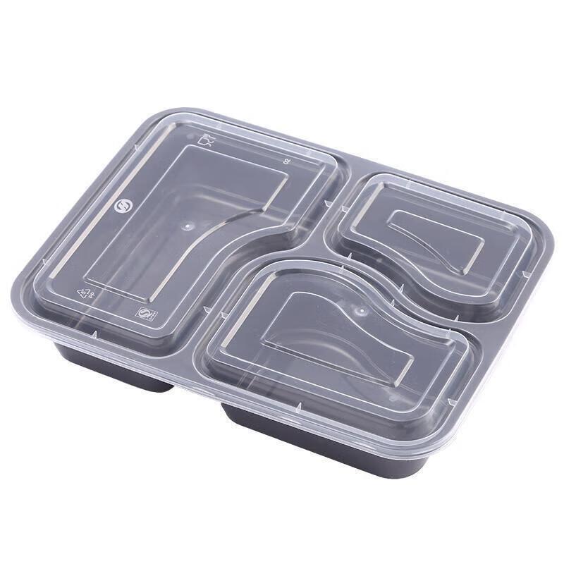 JingJingRS 1000ml Quadratische 3-Fach Einweg-Mahlzeitenboxen