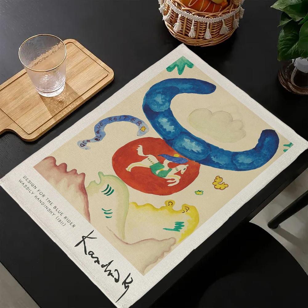 

Alexej von Jawlensky art Print Linen Dining Table Mats Alphabet Kitchen Placemat 30X45cm Coasters Pads Bowl Cup Mat 30x45cm-4PC