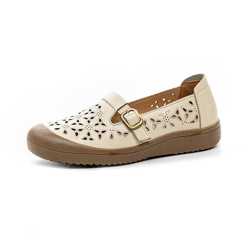 Mom Summer Hollowed Out New Flat-bottomed Breathable Single Shoes Sandals Non-slip Soft-soled Comfortable Hole Women's Shoes