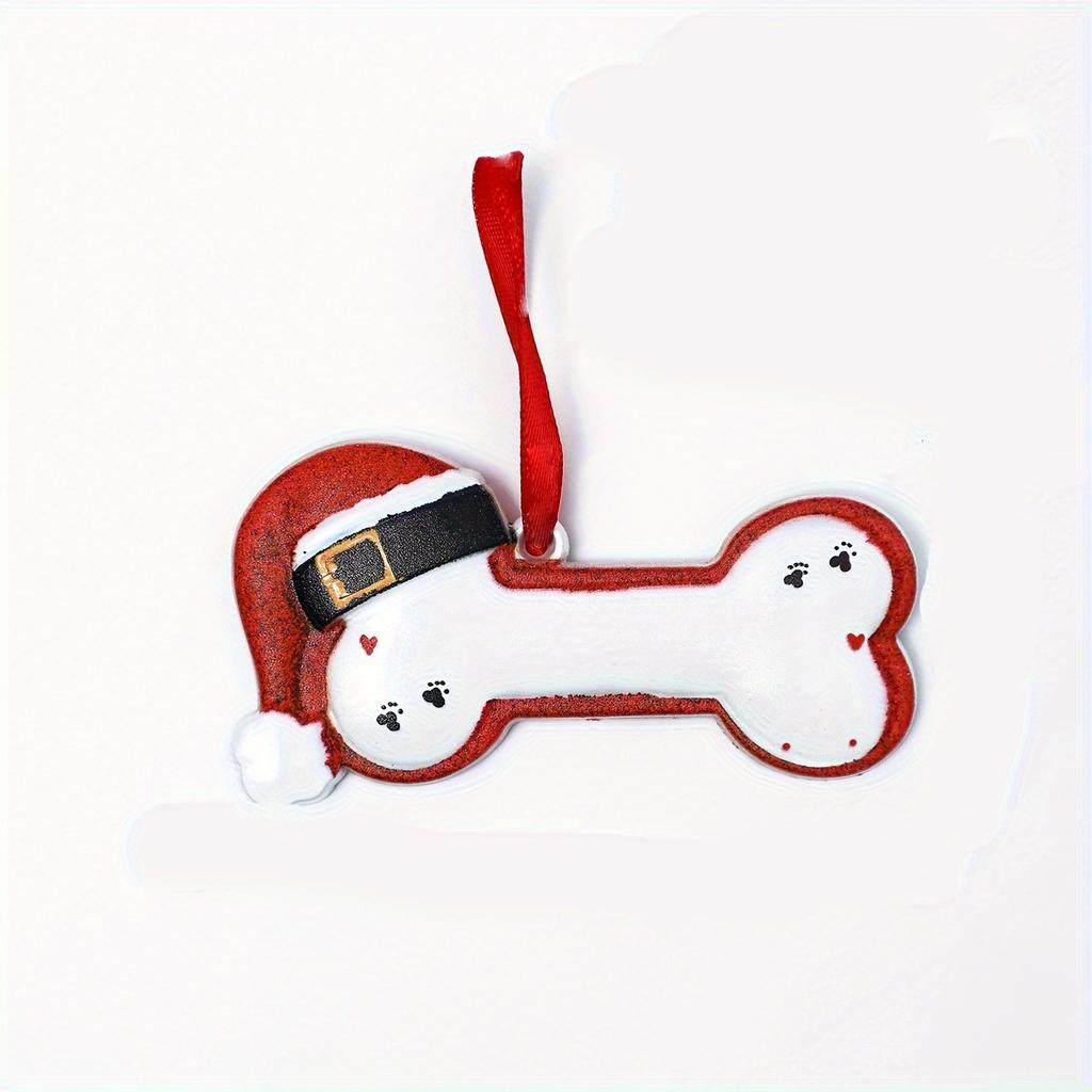 1 stk Festlig Nisselue Bein Design Resin Julepynt Perfekt for Tredekorasjon, Julebordssjarm med Rød Båndløkke, Juledekorasjoner