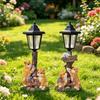 Dual-Use Flowerpot Solar Cat Statue Solid Material Hand-Painted Resin Outdoor Figurine Light Weather Resistant Warm LED Light