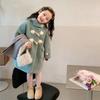 Girls' Thickened Leather-and-Fur-Combined Coat: Fashionable Mid-Length Winter Coat for Kids
