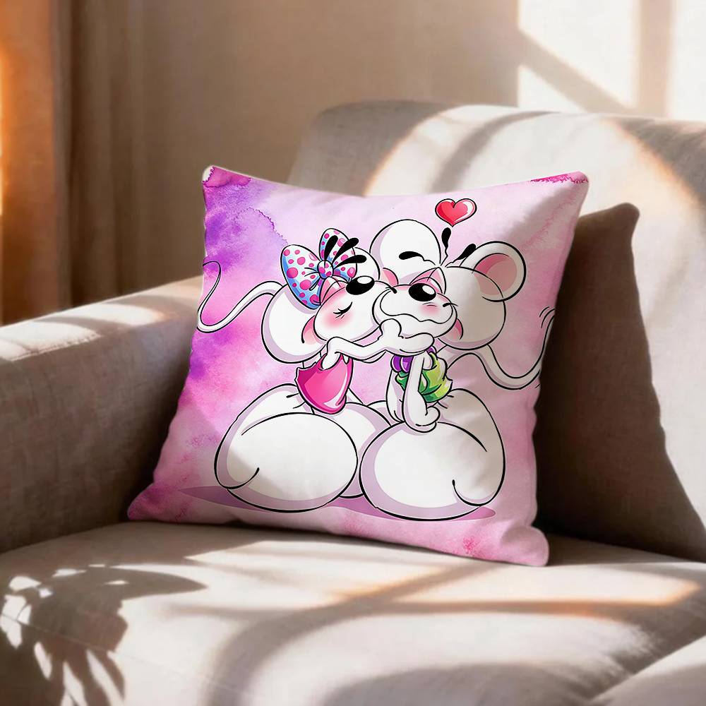 CuteWhimsical DDiddl Mouse Pillow Case Pattern Printed Pillowcase For Living Room Sofa Cushion Cover