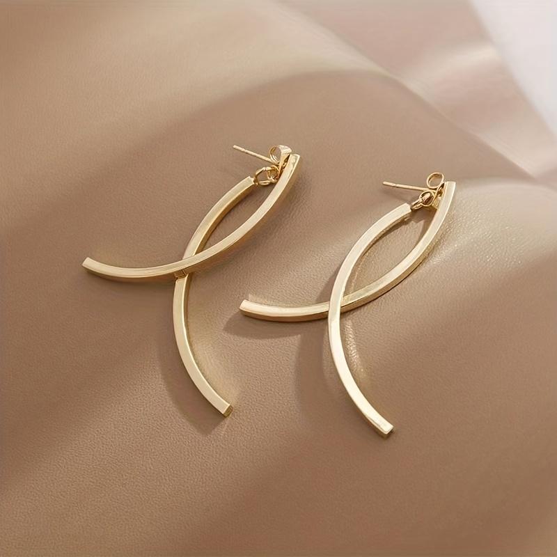 Long Arc Earrings for Women, Minimalist Stylish Dangle Jewelry Daily Wear Trendy