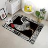 VIKAMA Black And White Chicken Print Rug Soft And Comfortable Living Room And Bedroom Decorative Rug Home Decoration