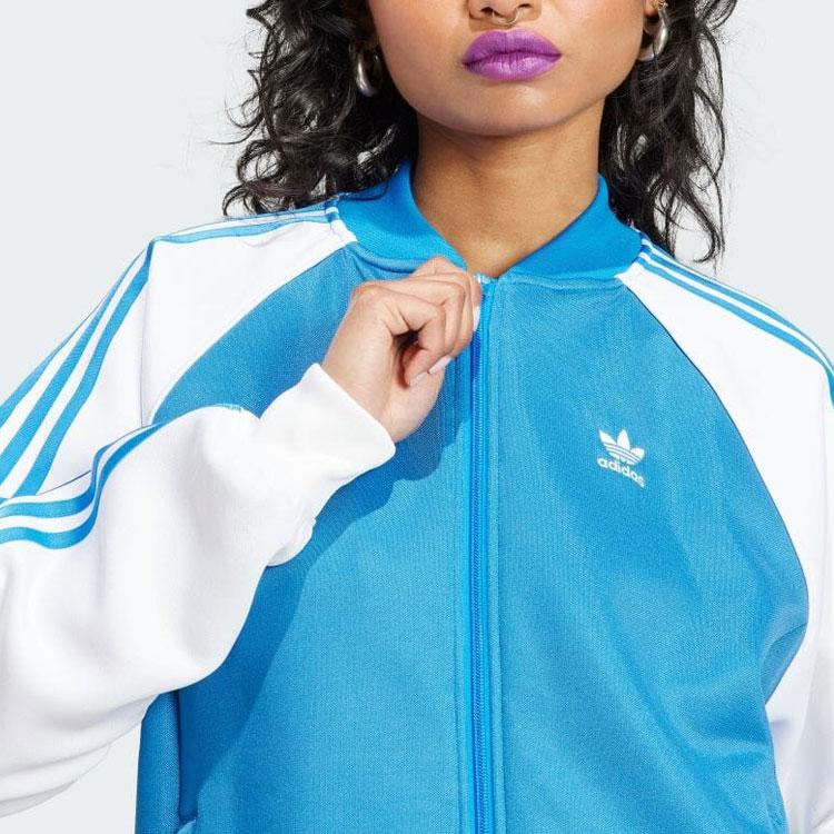 Adidas Originals Kløverblad Trefarget Fargeblokk Langermet Jakke Damejakke Blå II0718