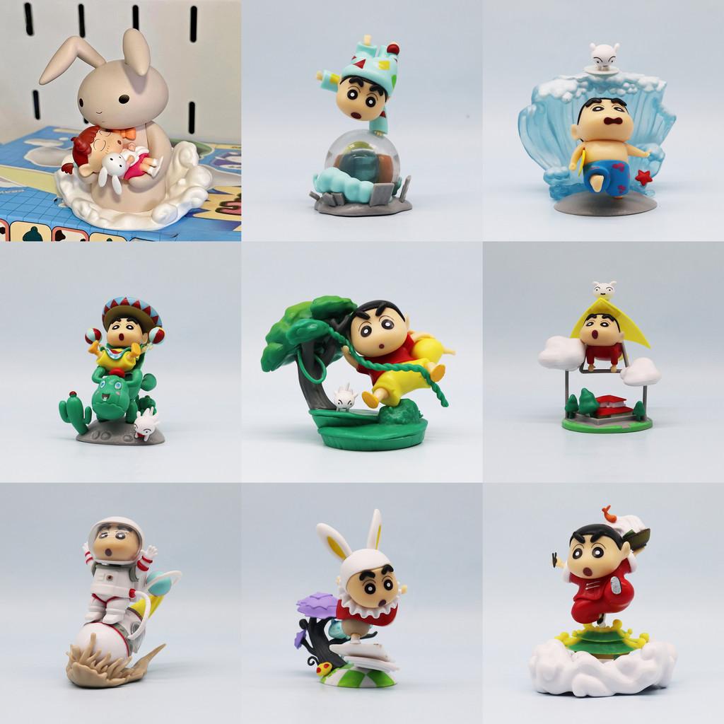 Adorable Crayon Shin-chan Classic Scene Figurine Set With 9 Unique Characters For Desk Display