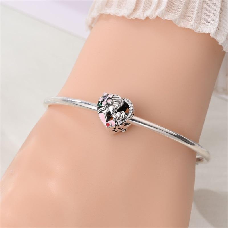 925 Silver Parent Child Charms Beads For Women Fit Bracelet DIY Mother's Day Jewelry Gifts