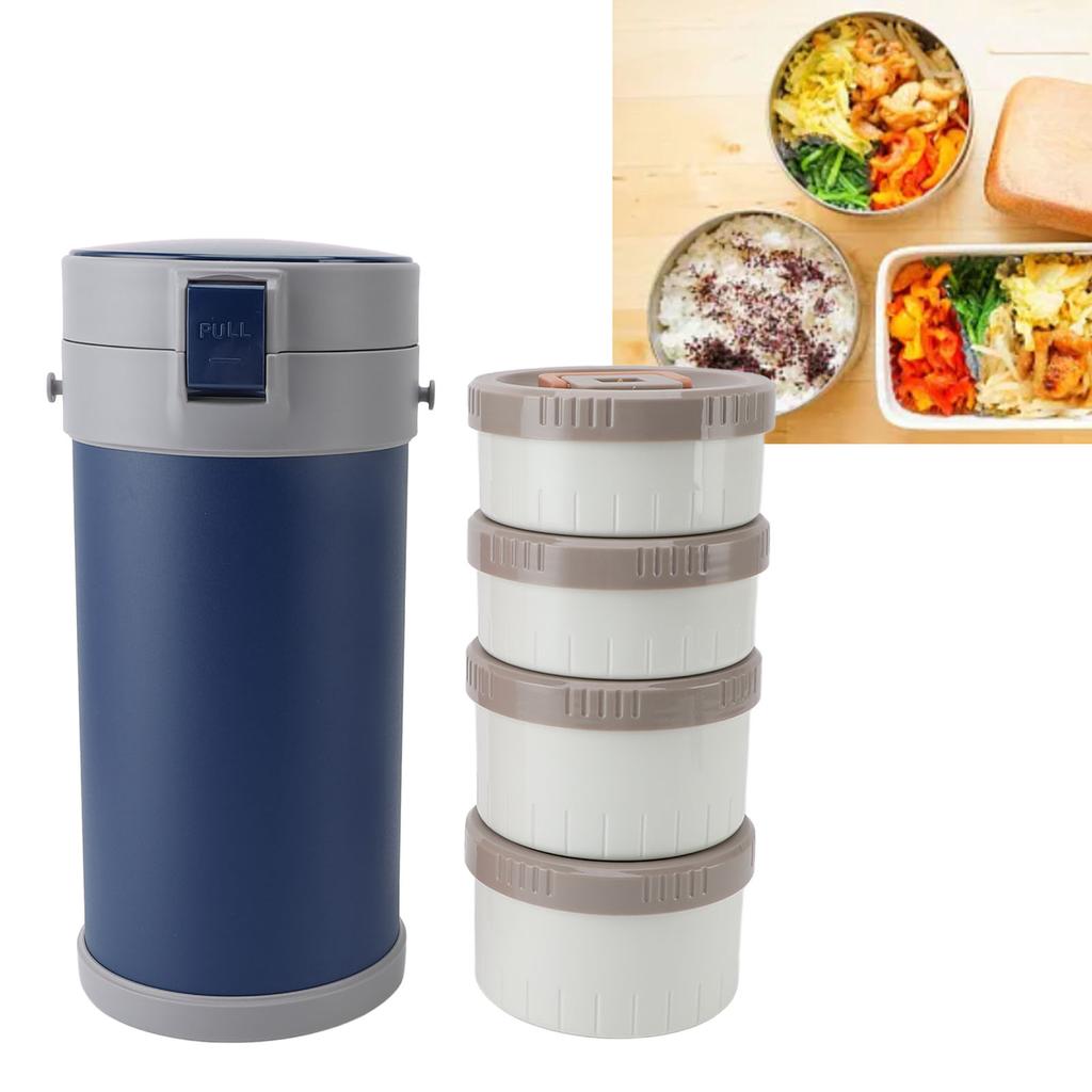 Insulated Jar 2.9L 304 Stainless Steel Microwave Safe Leakproof Stackable Lunch Box with Strap Handle Insulated Vacuum Food Jar for School