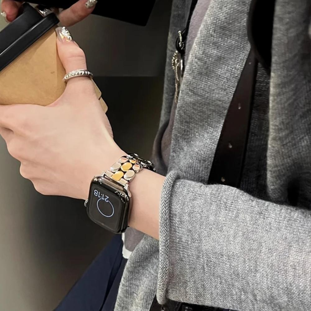 Luksusowy pasek ze stali nierdzewnej do zegarka iWatch Ultra 10 9 8 7 SE 6 5, metalowy pasek do zegarka Apple Watch 38 mm 40 41 mm 42 45 mm 46 mm 49 mm