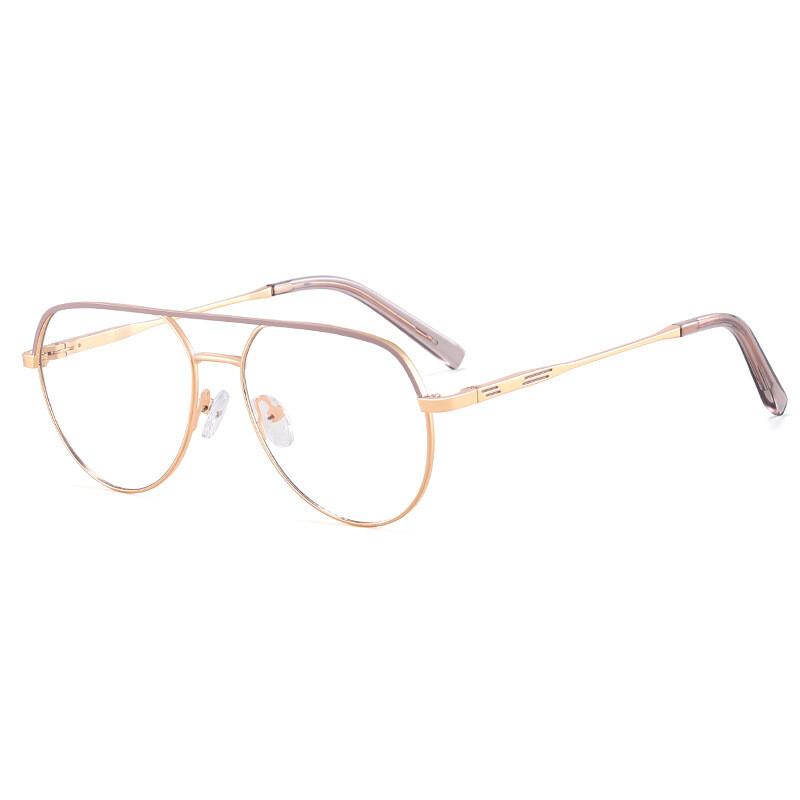 Trendy Pilot Reading Glasses Women Metal Frame Anti Blue Light Ultralight Presbyopia Eyewear with Diopter