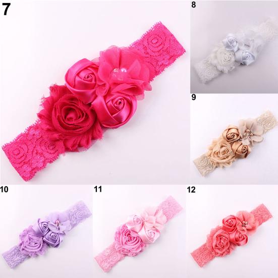 Krásná krajka s květem růže do vlasů Čelenka do vlasů pro novorozence