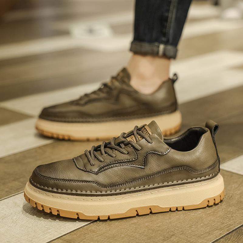 Mode Läder Herrskor snörskor Oxfords Casual Bekväma handgjorda sömnad Herr Läderskor Flats Mockasiner Promenadskor män