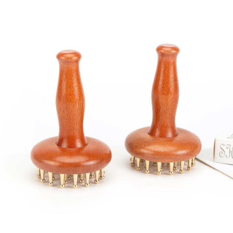 29-Tooth Brass Meridian Brush: Large Solid Wood Comb for Women s Abdominal and Full Body Massage Medium