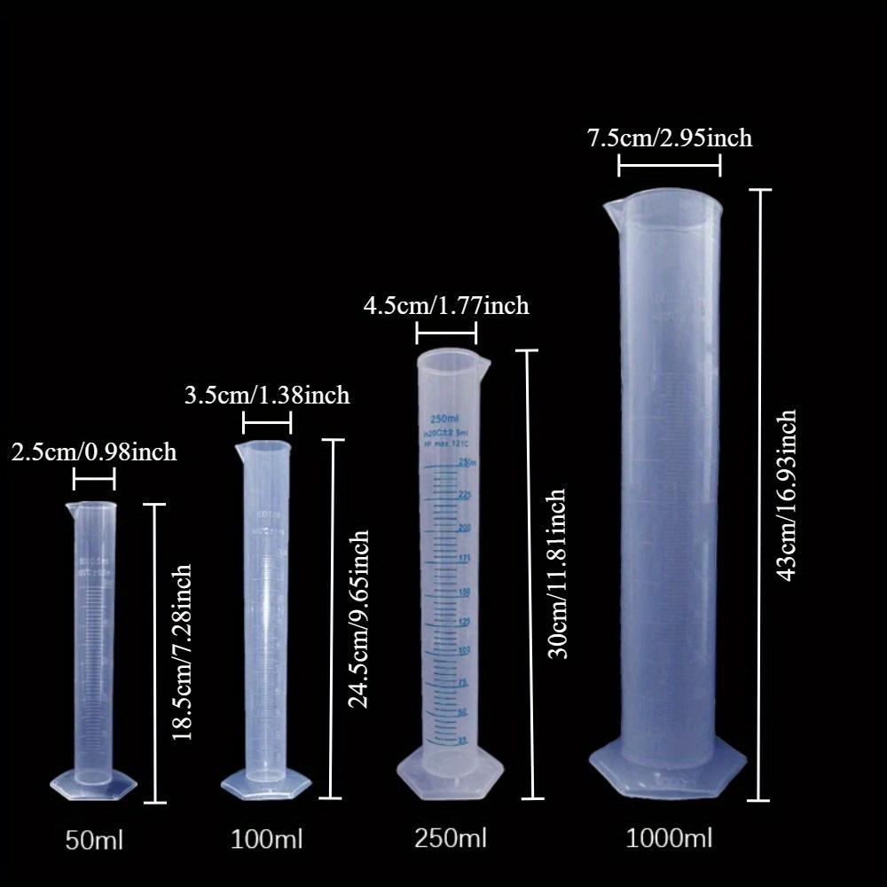 

4 шт./набор 50 мл 100 мл 250 мл 1000 мл Прозрачные пластиковые мерные цилиндры Градуированные цилиндры Пробирки Лабораторные инструменты 4pcs/set