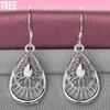 925 Sterling Silver Droplet Shaped Pendant with Piercing Earrings Fashionable Wedding Jewelry