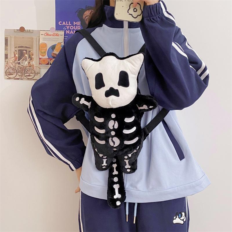 Tote bag ugly cute personality small backpack schoolbag female Japanese and Korean ins new niche ghost skeleton small backpack tide