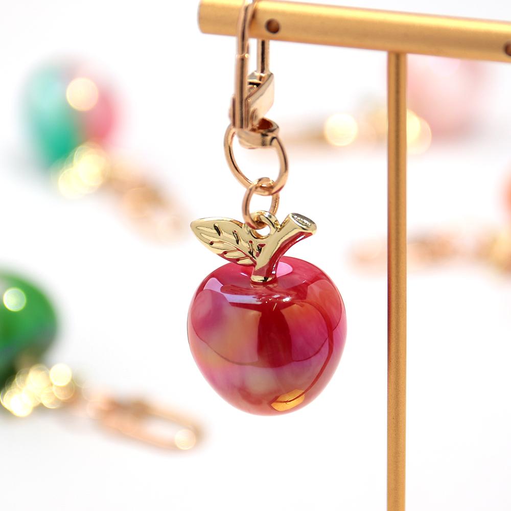 Trendy Christmas Apple Resin Pendant Keychain Bag Charms for Women Cute Decoration Iridescent Jewelry Accessories Keyring Gift