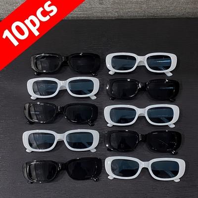 10 Pairs Retro Black White Oval Small Frame Fashionable Glasses for Holiday Party Decoration