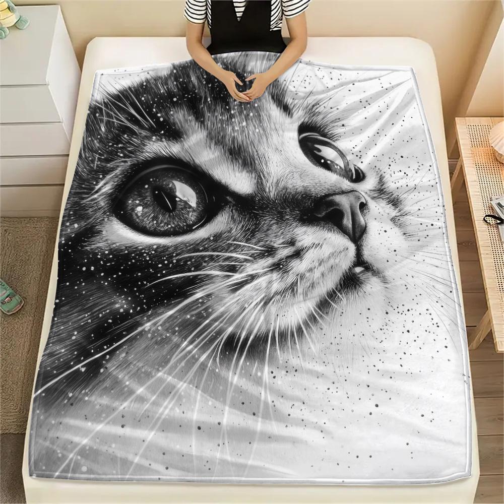 Ink Wash Cats  Print Flannel Blanket, High quality Comfortable for All Seasons, Home Decor, Warmth and Comfort