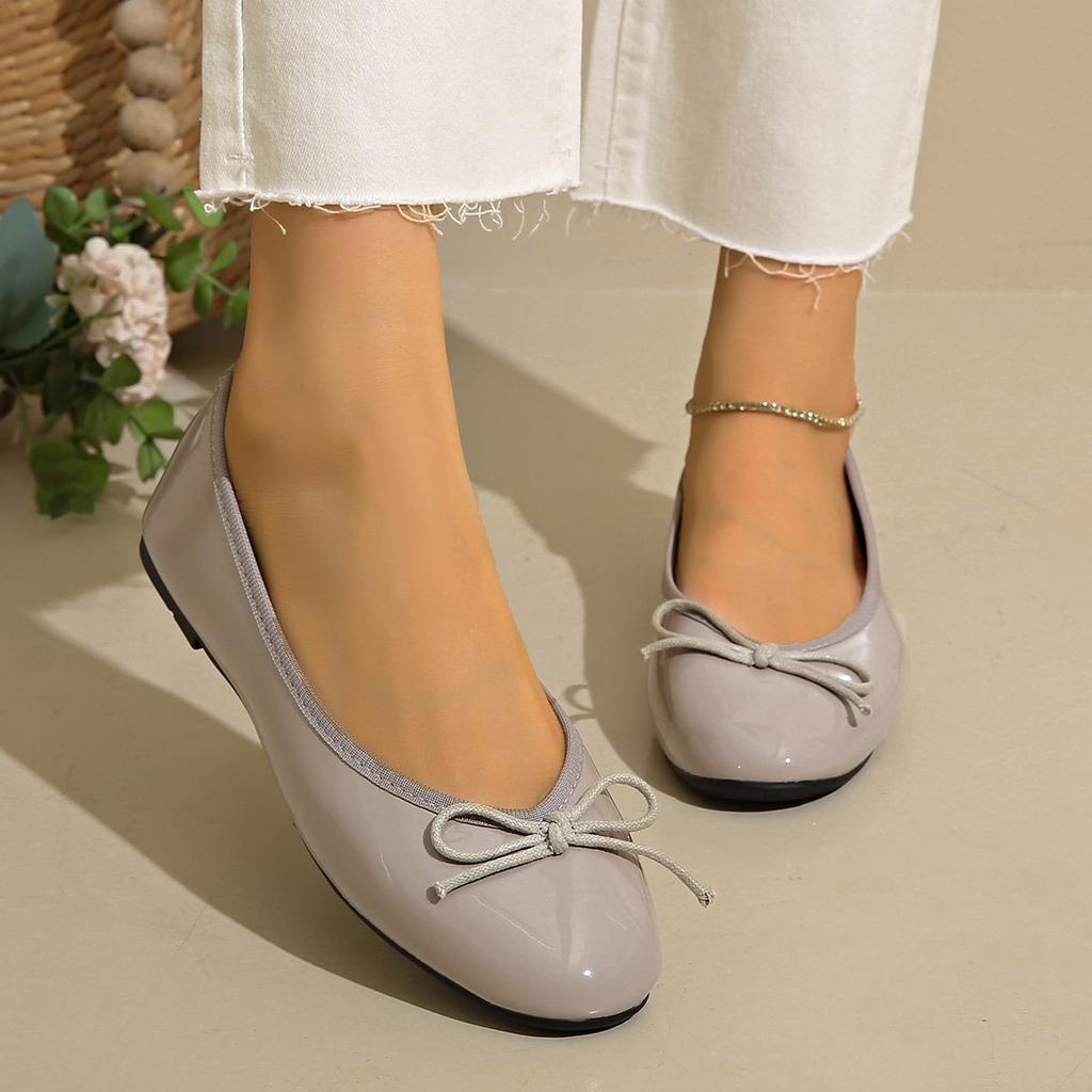 Fashion Women's Casual Patent Leather Korean Shoes Ladies Bowknot Shallow Elegant Female Moccasins Summer Autumn Flats Shoe 2025