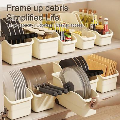 Large Capacity Sundry Storage Case Plastic Pot Cover Holder Cabinet Bottle Storage Organizer