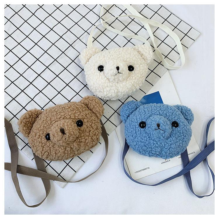 2022 New Plush Women's Bag Cute Bear Head Shoulder Bag For Fashionable Girls