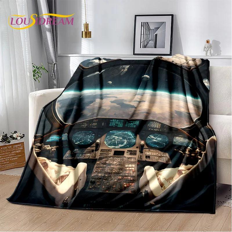 Spaceship  Spacecraft Universe UFO Blanket,Flannel Soft Throw Blanket for Home Bedroom Bed Sofa Picnic Office Hiking Kids Cover