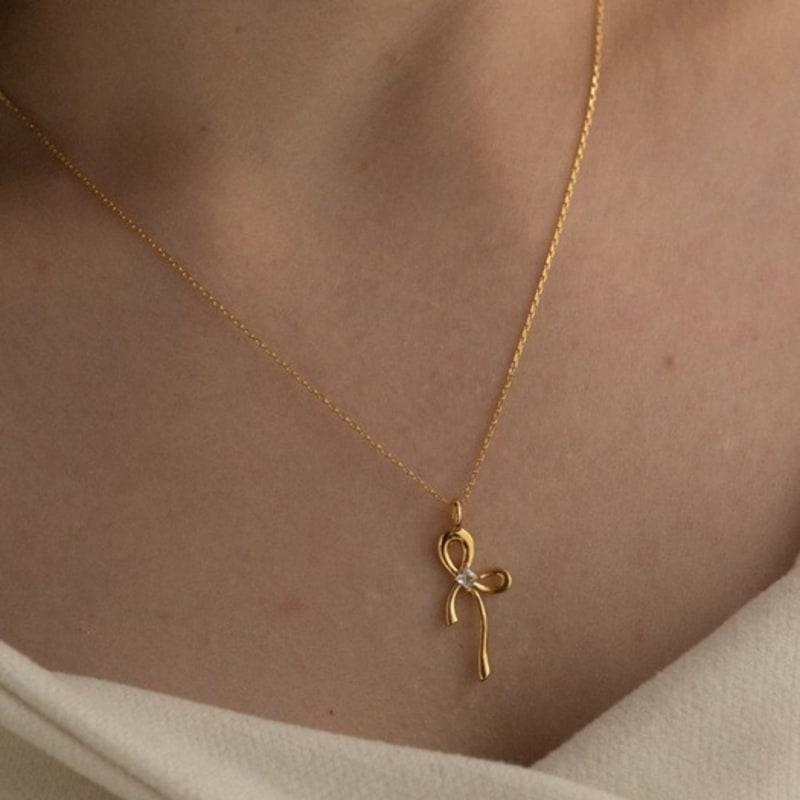 BEFORE MOONRISE [Silver 925] Flowing Ribbon Necklace SN218