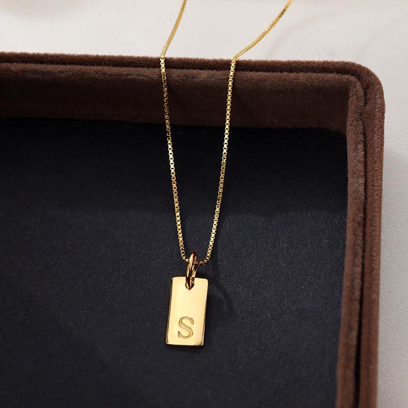 Banyan Tree Sterling Silver Square Letter Pendant Necklace