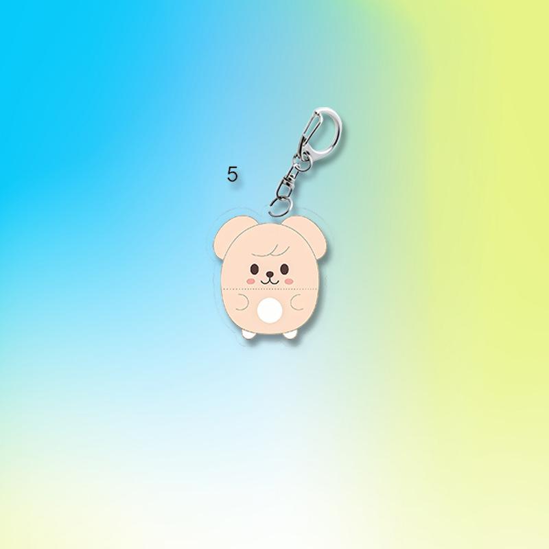 Stray Kids Acrylic Keychain with Lightstick Charm, Cute Sitting Cartoon Characters Bag Pendant, STAY Fans Kpop Accessory