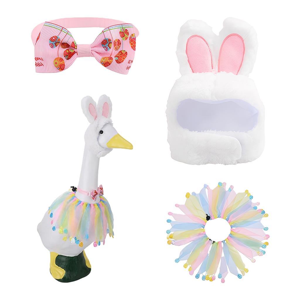Easter Porch Geese Dress Costume Includes Hat Bowtie and Dress Festival Geese Statue Clothing for Garden Yard Decoration