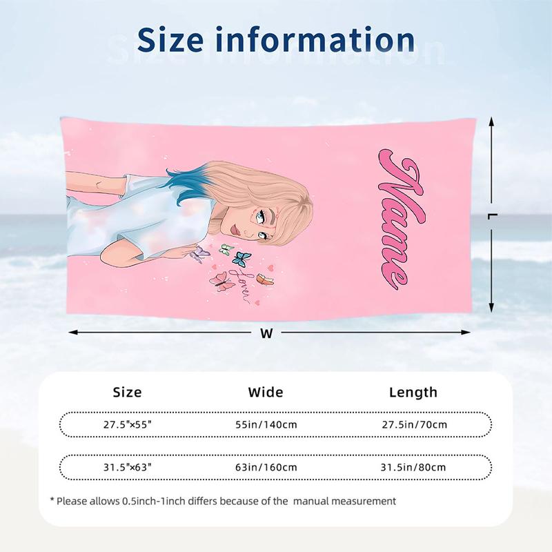Taylor Custom Name Printed Beach Towel Personalized Soft Towel For Swimming Beach Travel