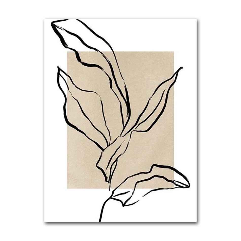 Boho Abstract Leaf & Landscape Canvas Wall Art, Oil Painting Poster for Bedroom Living Room Home Interior Decor