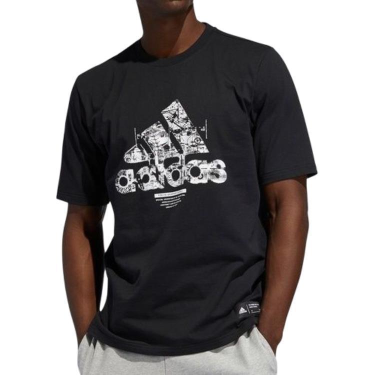 Adidas T Shirts Men's Black Crew Neck Moderate Straight Fit FQ2891