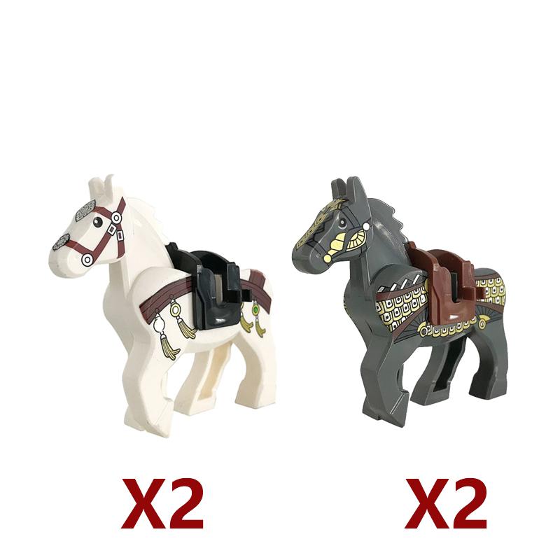 Medieval Soldier Figures Building Block War Horse Jungle Adventure Beast War Wolf Military Waffen Helmet  Armor Sets Blocks Toys