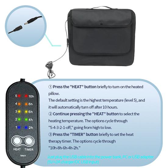 Portable Heated Seat Cushion No Back Stadium Seat Pad USB Powered Chair Pad with 5 Temperature