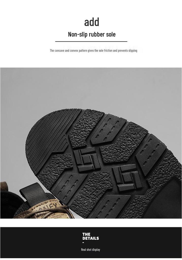Men's Plus Size Autumn Leather Shoes - Thick Sole British Style Low-top Retro Work Boots