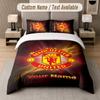 Juego de Cama Personalizado Patrón Manchester United, Estampa Nombre Texto 1 Funda Nórdica más 2 Fundas de Almohada Textil para el Hogar