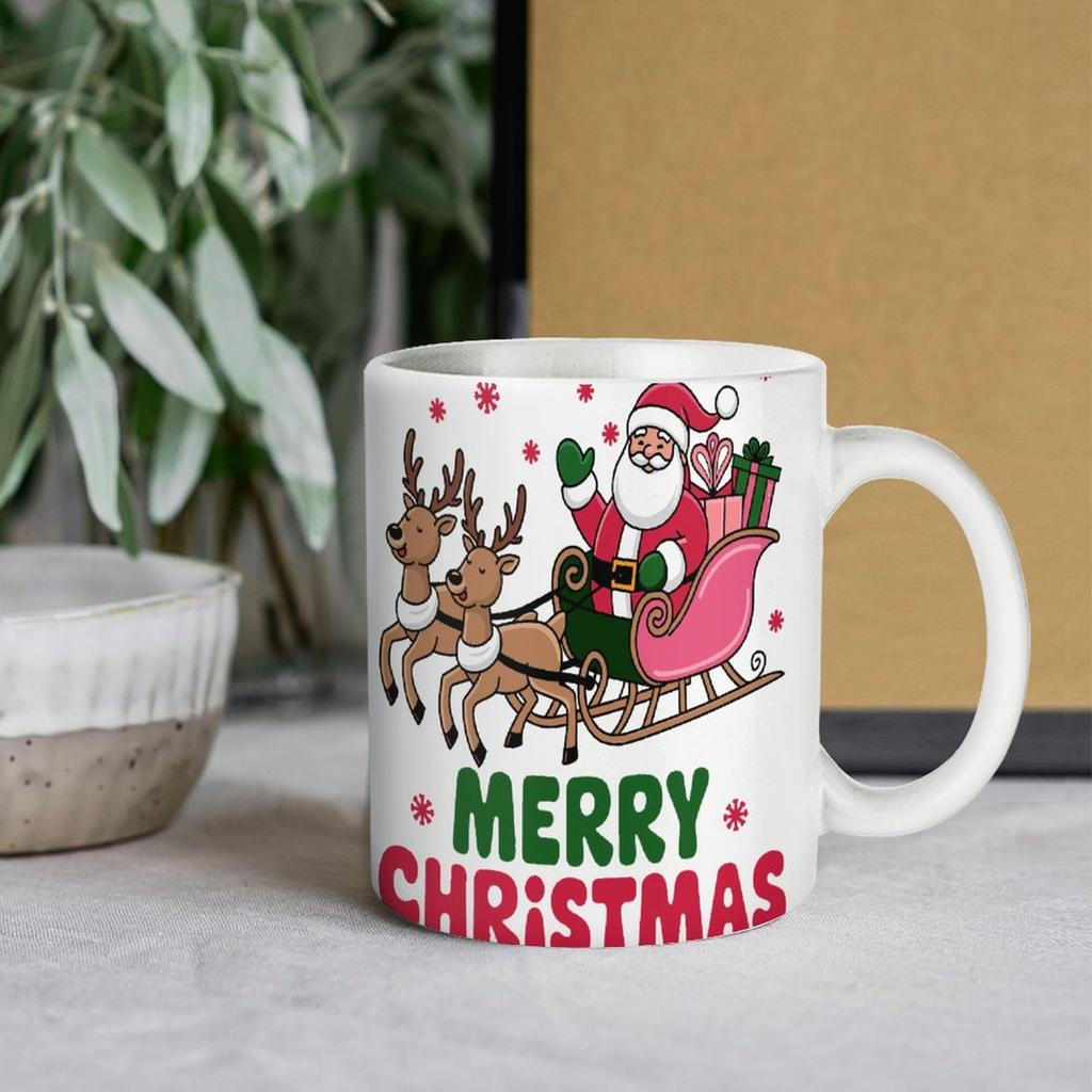 11oz White Coffee Mug with Double-Sided Printed Area and Heat-Resistant Ceramic, Great for Office Desk and Morning Beverage Time