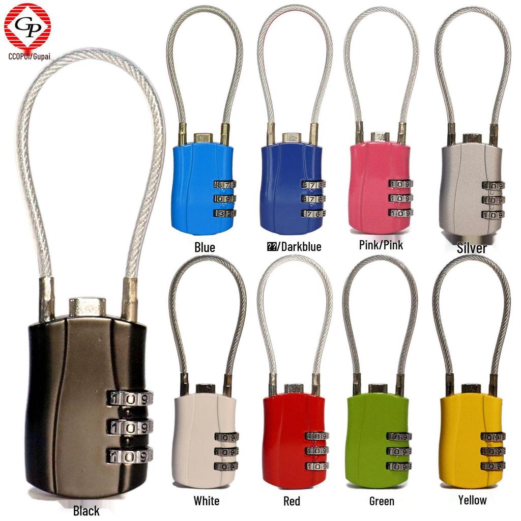 Anti-Theft Motorcycle Helmet Password Padlock with Extended Steel Wire for Bikes and E-Vehicles