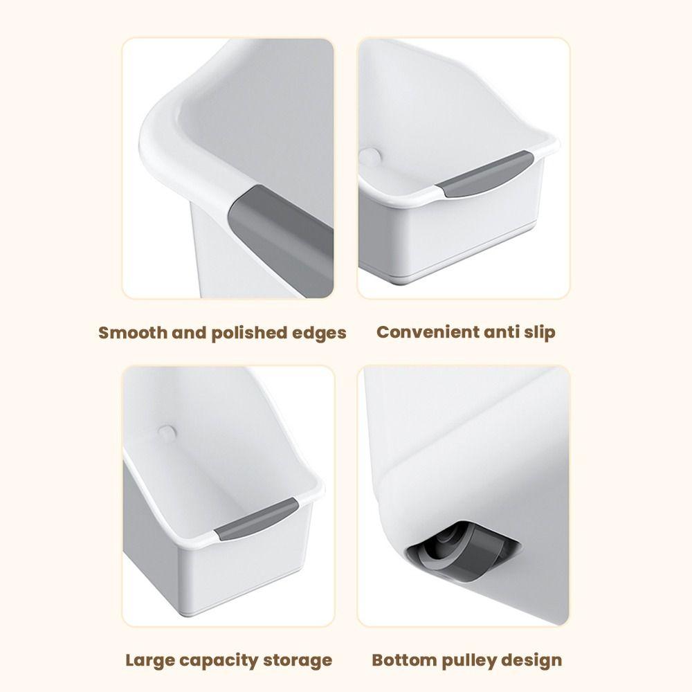 With Bottom Pulley Storage Box Plastic Desktop Organizer  Home Kitchen Office