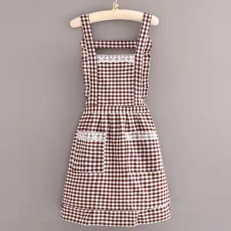 Celebrity Double-Layer Cotton Princess Skirt Apron: Anti-Fouling, Oil-Proof, Lace Design for Kitchen and Restaurant Use