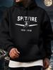 Vintage Spitfire Piloot Grafische Hoodie - Pullover Sweatshirt voor Koud Weer met Data 1938-1941